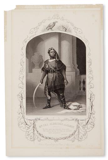 (MUSIC AND THEATRE.) ALDRIDGE, IRA. Group of four engravings depicting the famous black Shakespearean actor in several roles, together